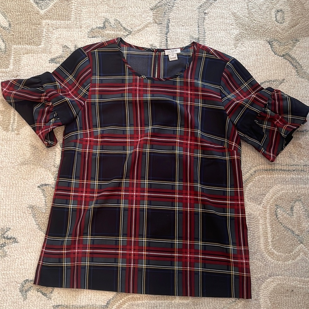 J Crew Tartan Plaid Top Sz XXS